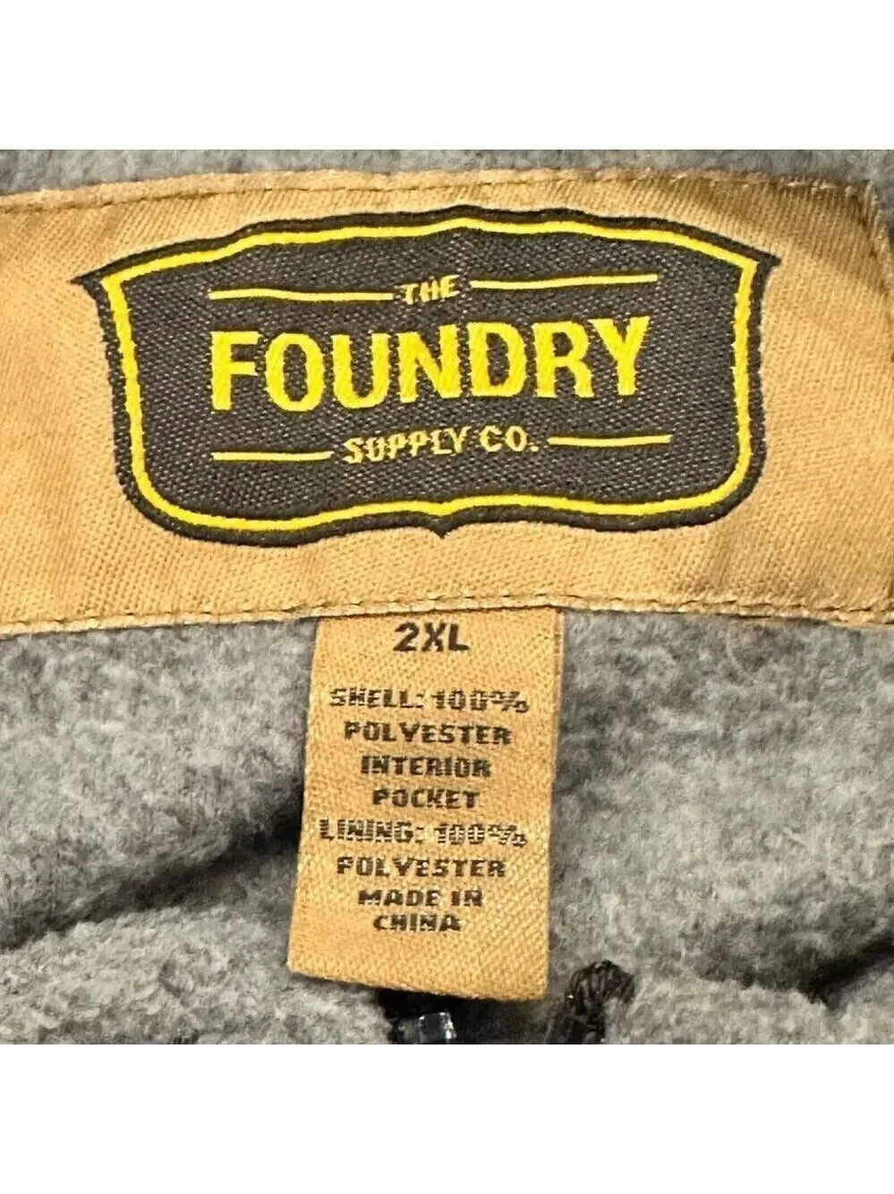 Fleece Zipper Jacket Coat Grey Mens 2XL Foundry Supply Zip Pockets Gorpcore